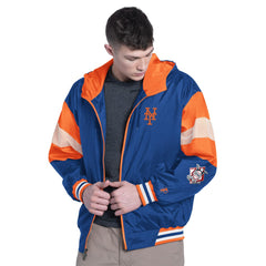 New York Mets Pro Player Legacy Lightweight Full-Zip Hooded Jacket Royal/Orange