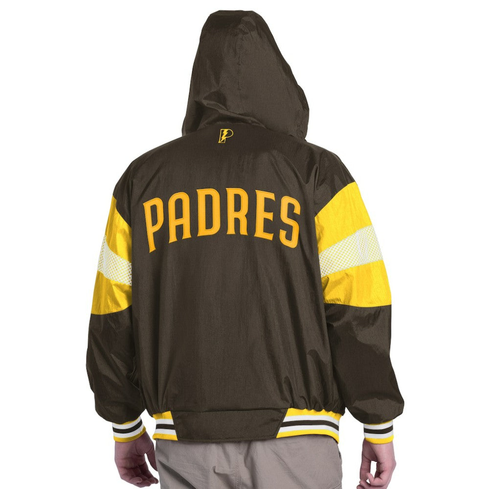 San Diego Padres Pro Player Legacy Lightweight Full-Zip Hooded Jacket Brown/Gold