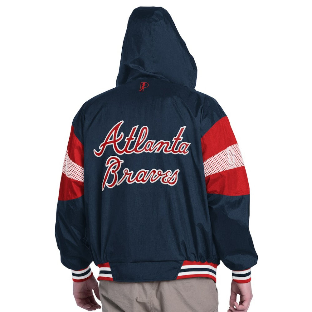 Atlanta Braves Pro Player Legacy Lightweight Full-Zip Hooded Jacket Navy/Red