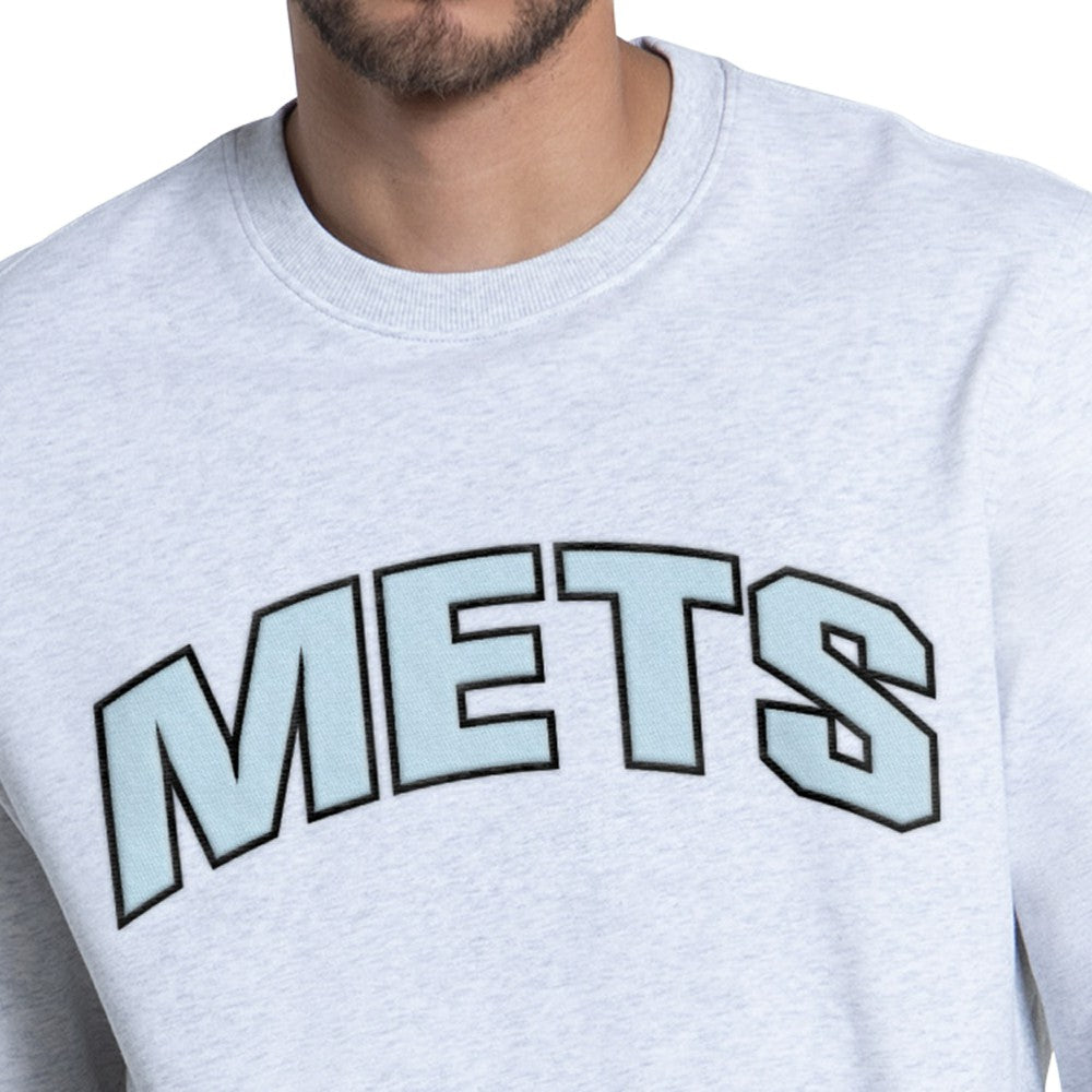 New York Mets Starter Face of Ice Blue French Terry Sweatshirt Gray