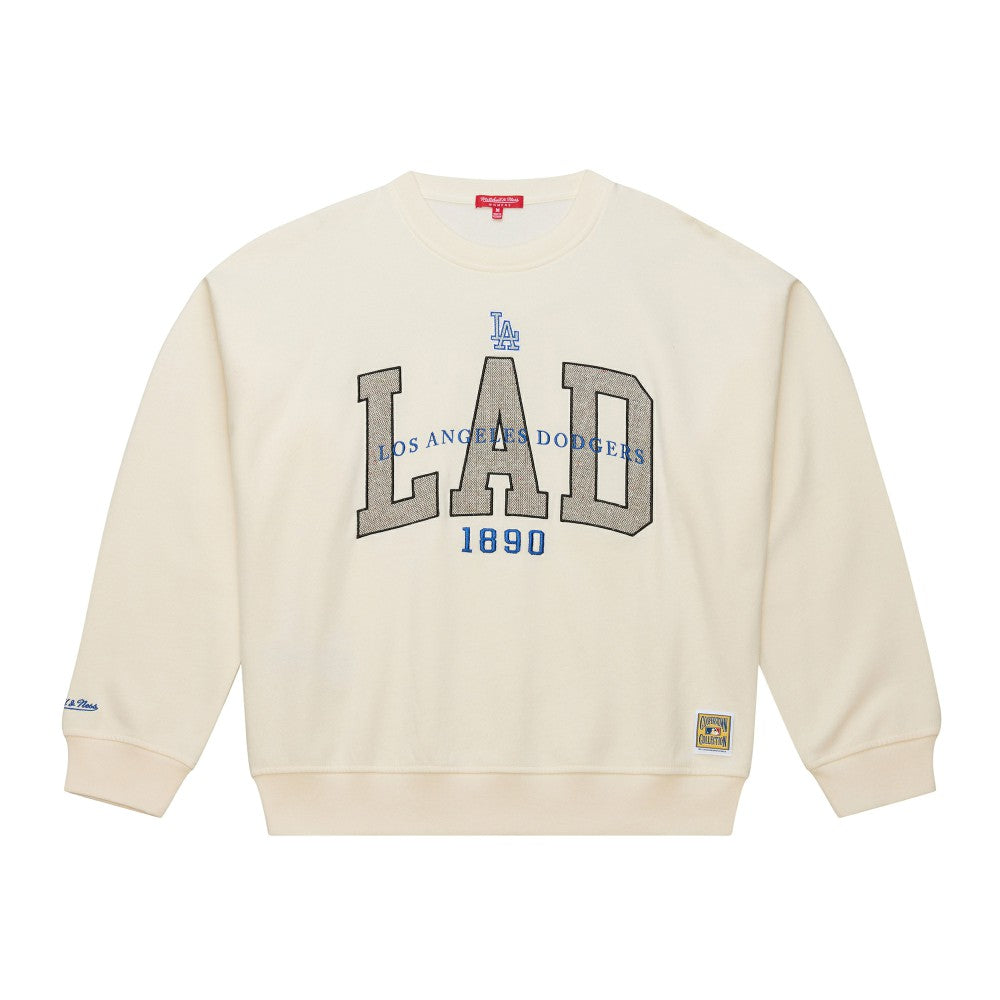 Los Angeles Dodgers Women's Premium Crewneck Sweatshirt Cream | Mitchell & Ness
