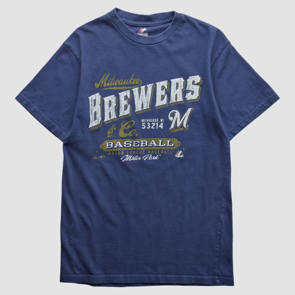 Milwaukee Brewers Majestic 2010s T-shirt Navy Vintage