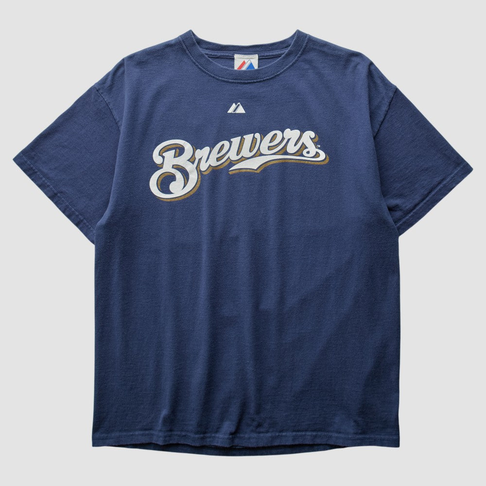 Milwaukee Brewers Majestic 2008 T-shirt Navy Vintage