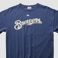 Milwaukee Brewers Majestic 2008 T-shirt Navy Vintage