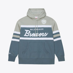 Milwaukee Brewers Cooperstown Collection Thunderstorm Head Coach Hoodie Gray | Mitchell & Ness