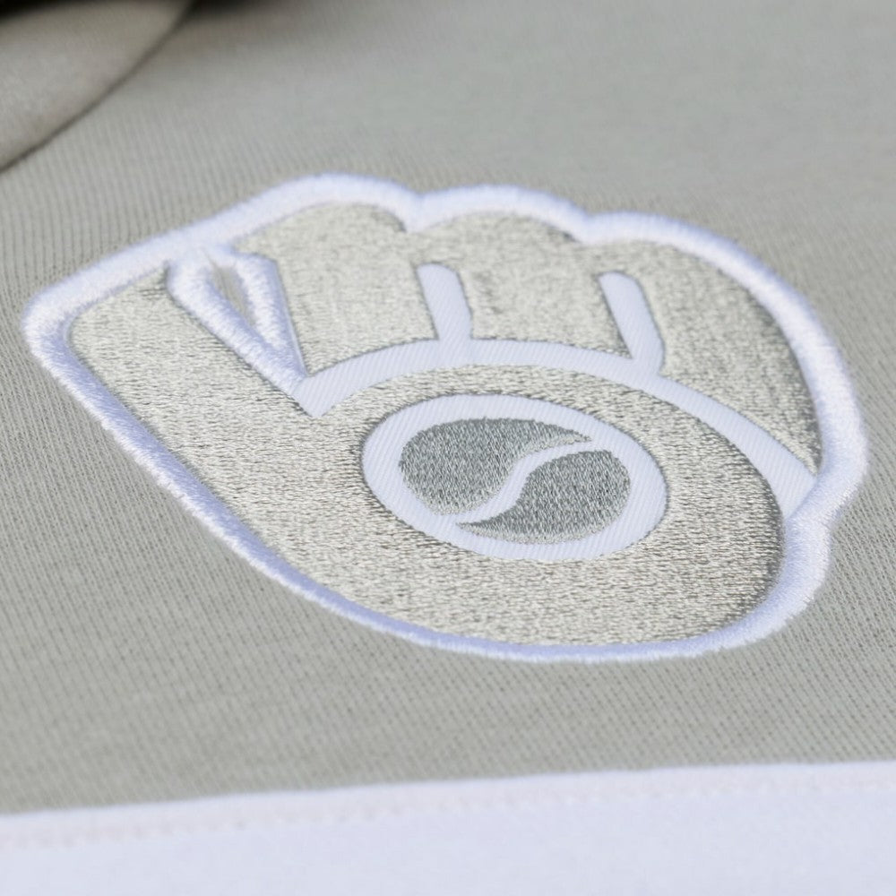 Milwaukee Brewers Cooperstown Collection Thunderstorm Head Coach Hoodie Gray | Mitchell & Ness