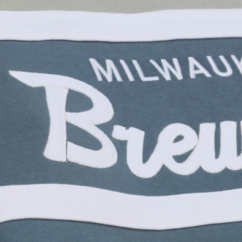Milwaukee Brewers Cooperstown Collection Thunderstorm Head Coach Hoodie Gray | Mitchell & Ness