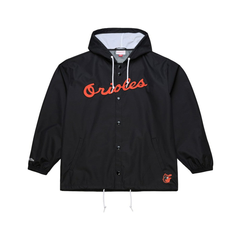 Baltimore Orioles Full-Snap Hooded Coaches Jacket Black | Mitchell & Ness