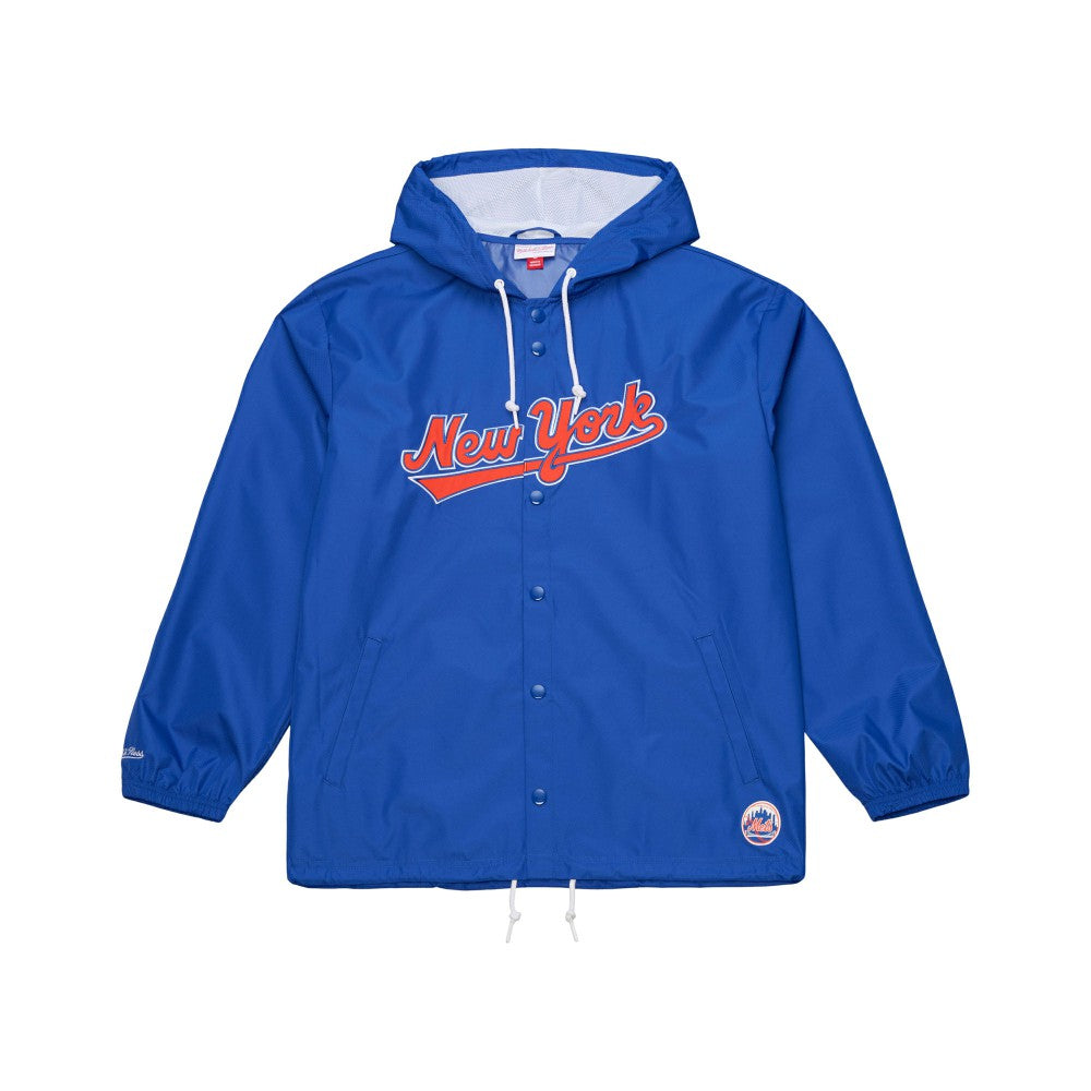 New York Mets Full-Snap Hooded Coaches Jacket Royal | Mitchell & Ness