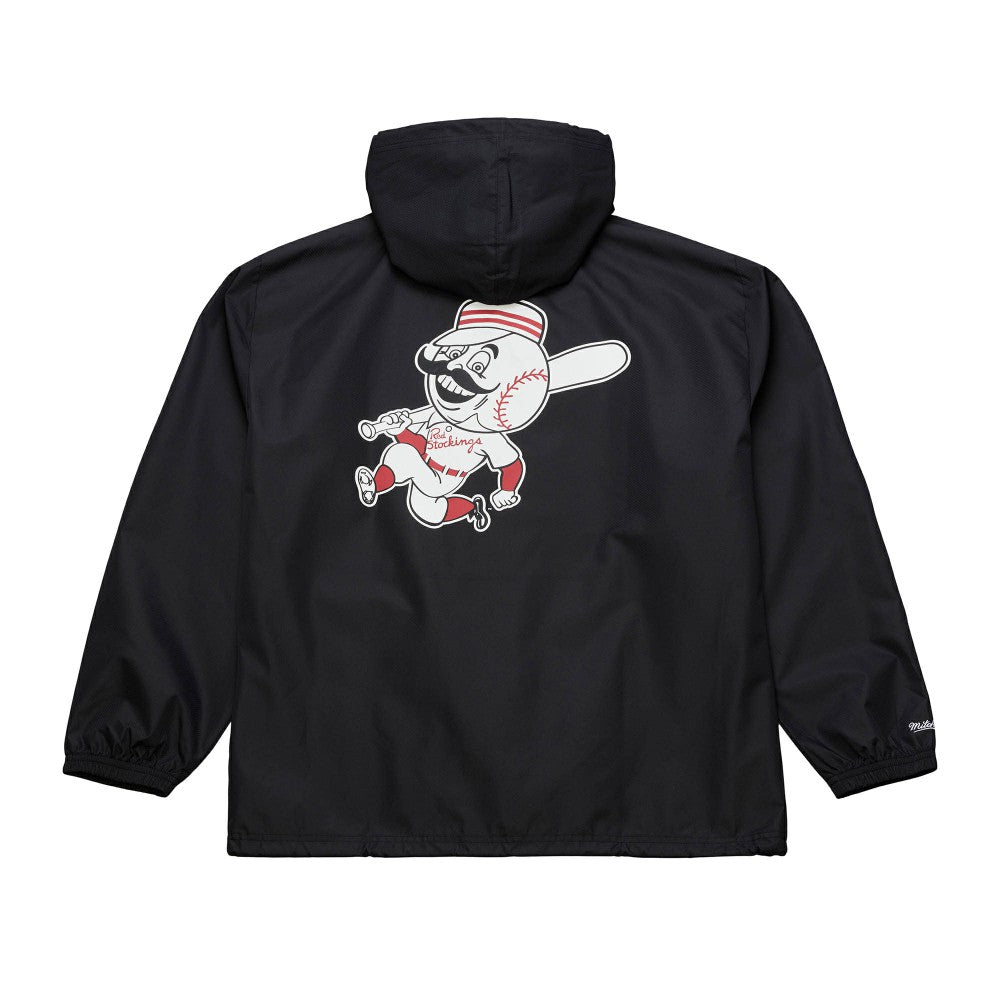Cincinnati Reds Full-Snap Hooded Coaches Jacket Black | Mitchell & Ness