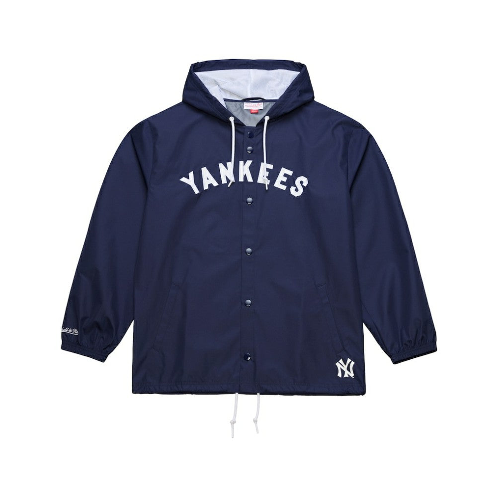 New York Yankees Full-Snap Hooded Coaches Jacket Navy | Mitchell & Ness