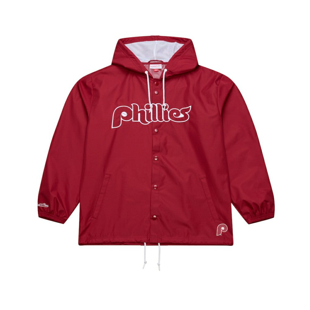 Philadelphia Phillies Full-Snap Hooded Coaches Jacket Red | Mitchell & Ness