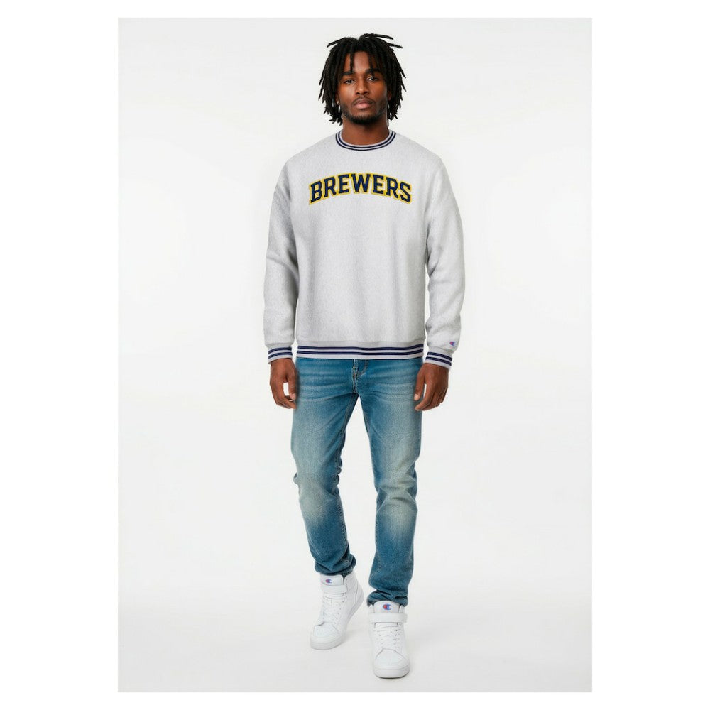 Milwaukee Brewers Champion Reverse Weave Sweatshirt Heather Gray