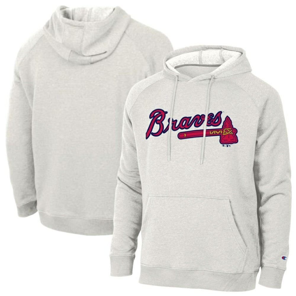 Atlanta Braves Champion Triumph Tri-Blend Raglan Hoodie Heathered Core Ultra Light Grey