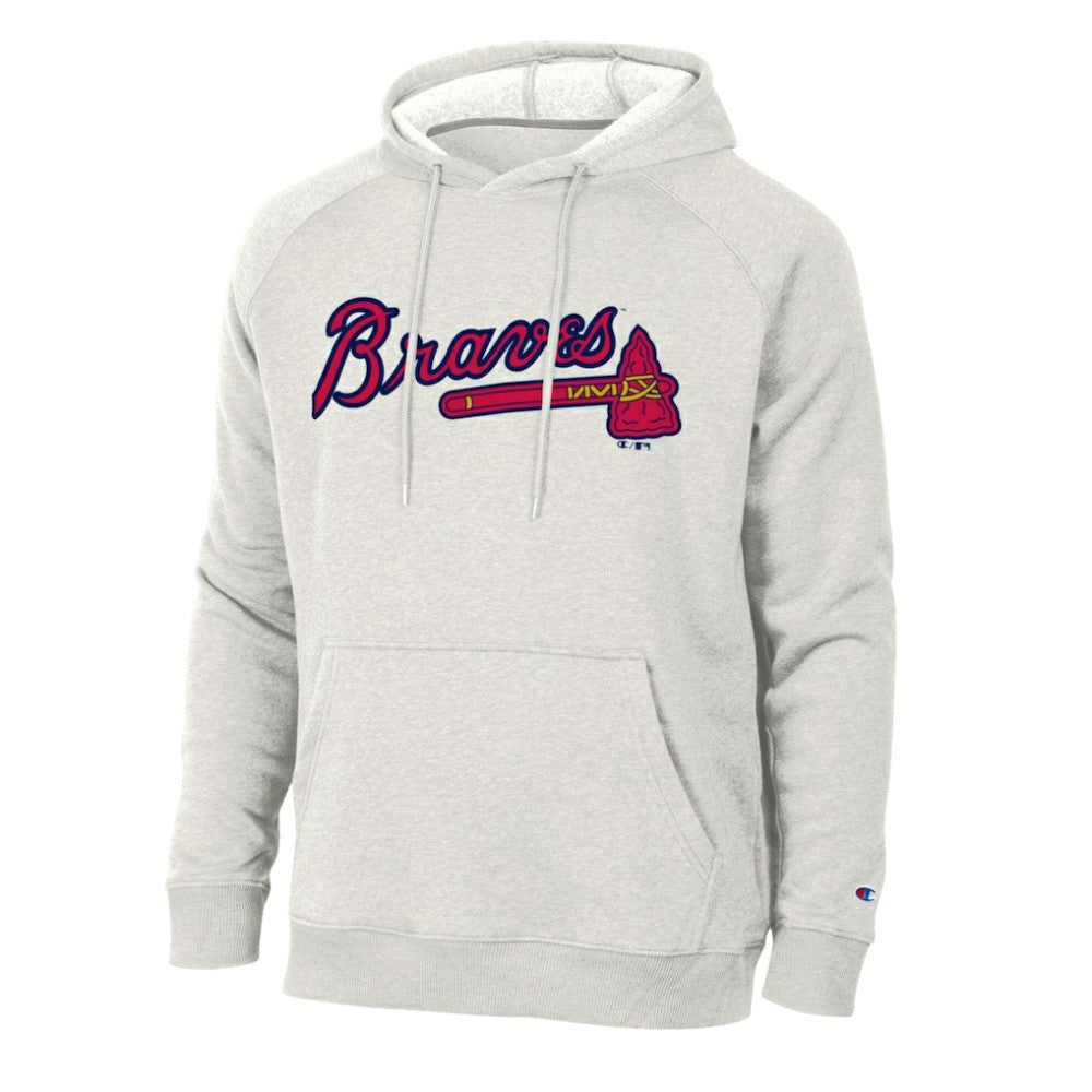 Atlanta Braves Champion Triumph Tri-Blend Raglan Hoodie Heathered Core Ultra Light Grey