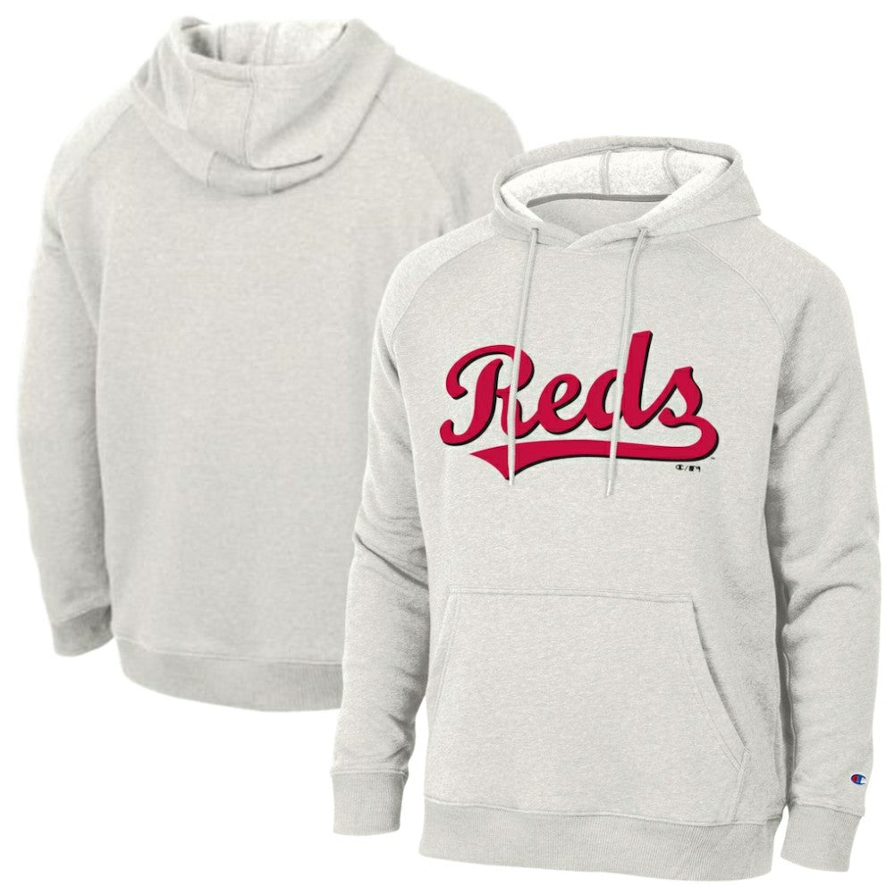 Cincinnati Reds Champion Triumph Tri-Blend Raglan Hoodie Heathered Core Ultra Light Grey