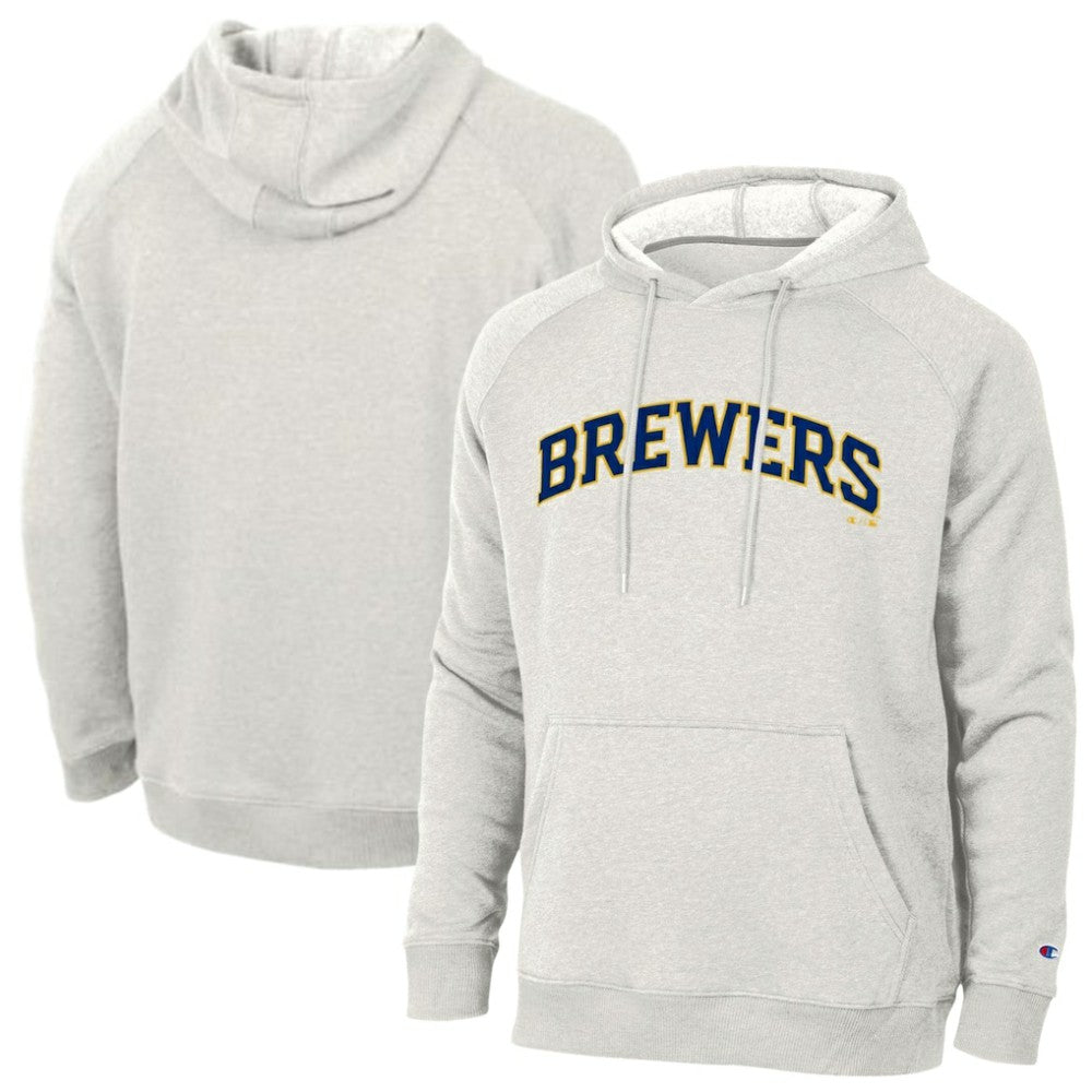 Milwaukee Brewers Champion Triumph Tri-Blend Raglan Hoodie Heathered Core Ultra Light Grey