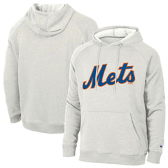 New York Mets Champion Triumph Tri-Blend Raglan Hoodie Heathered Core Ultra Light Grey