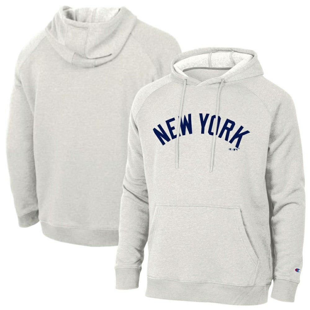 New York Yankees Champion Triumph Tri-Blend Raglan Hoodie Heathered Core Ultra Light Grey