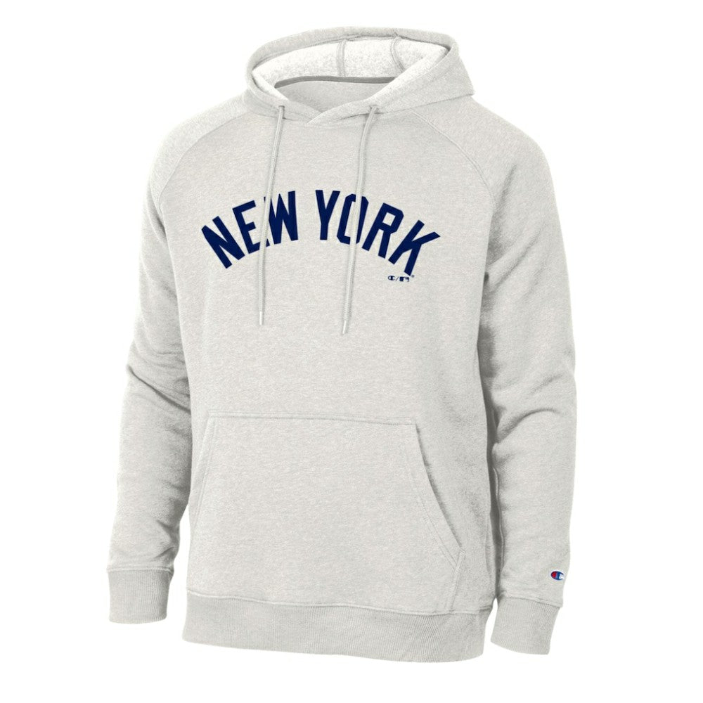 New York Yankees Champion Triumph Tri-Blend Raglan Hoodie Heathered Core Ultra Light Grey