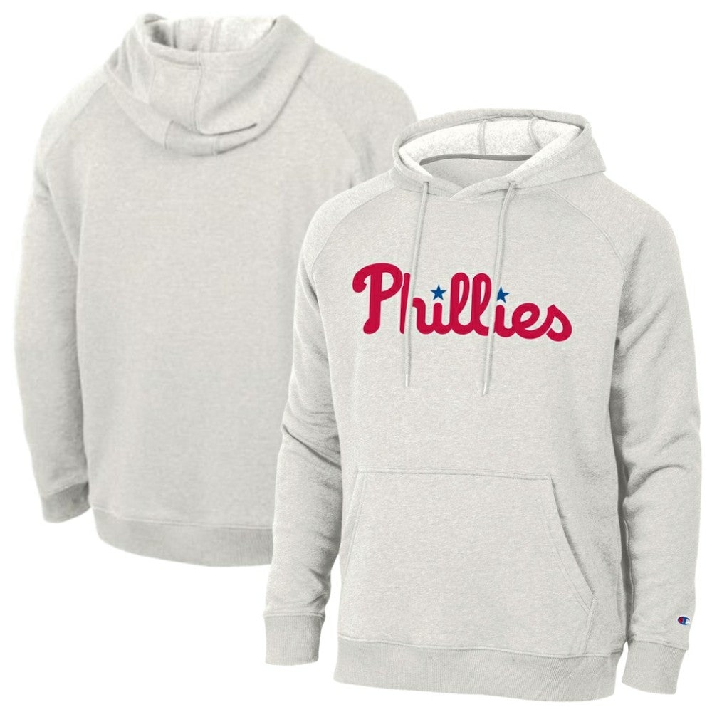 Philadelphia Phillies Champion Triumph Tri-Blend Raglan Hoodie Heathered Core Ultra Light Grey