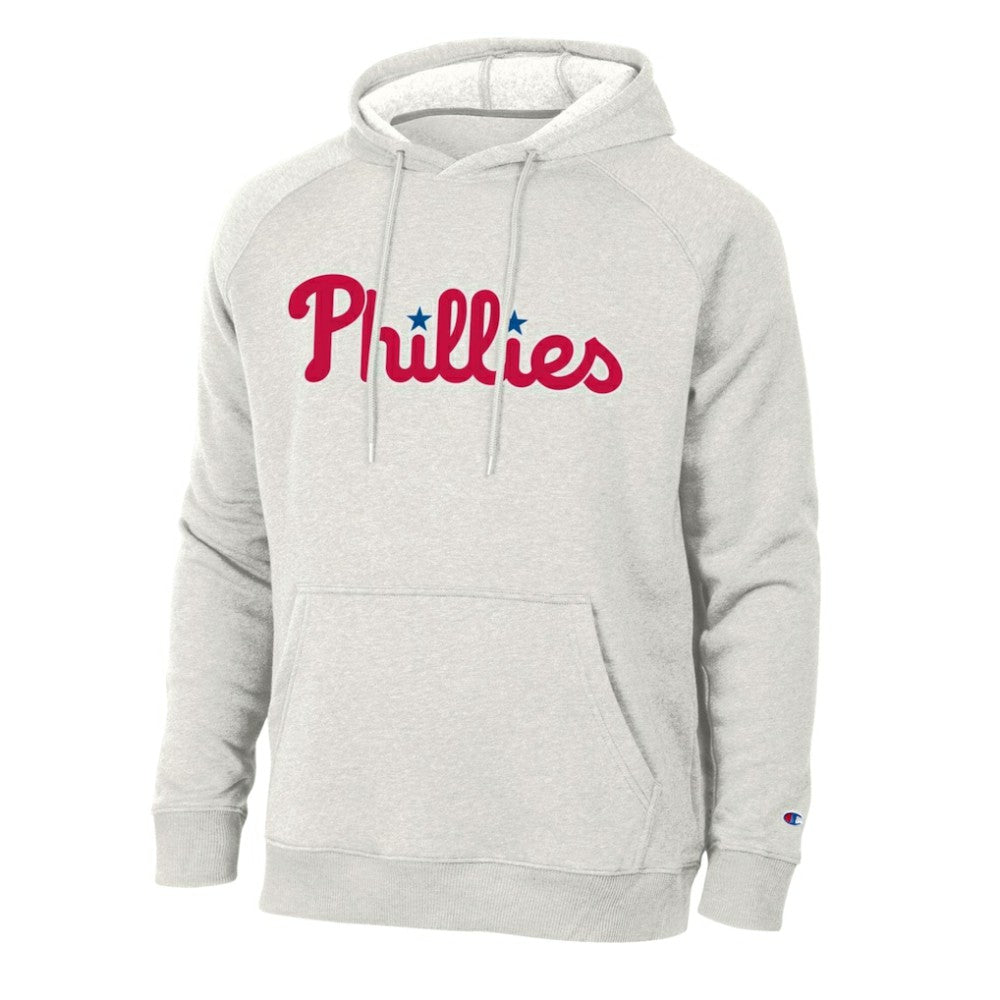 Philadelphia Phillies Champion Triumph Tri-Blend Raglan Hoodie Heathered Core Ultra Light Grey