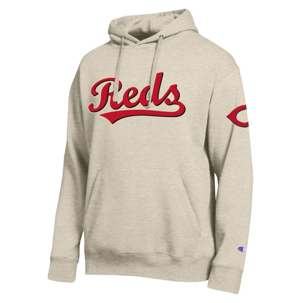 Cincinnati Reds Champion All Star Chenille Patch Hoodie Oatmeal