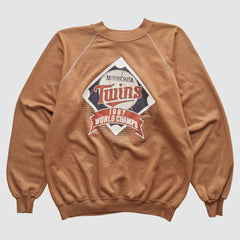 Minnesota Twins Trench 1987 Pullover Sweatshirt Tan Vintage