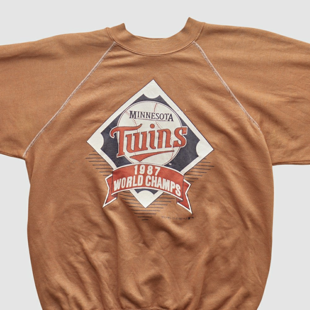 Minnesota Twins Trench 1987 Pullover Sweatshirt Tan Vintage