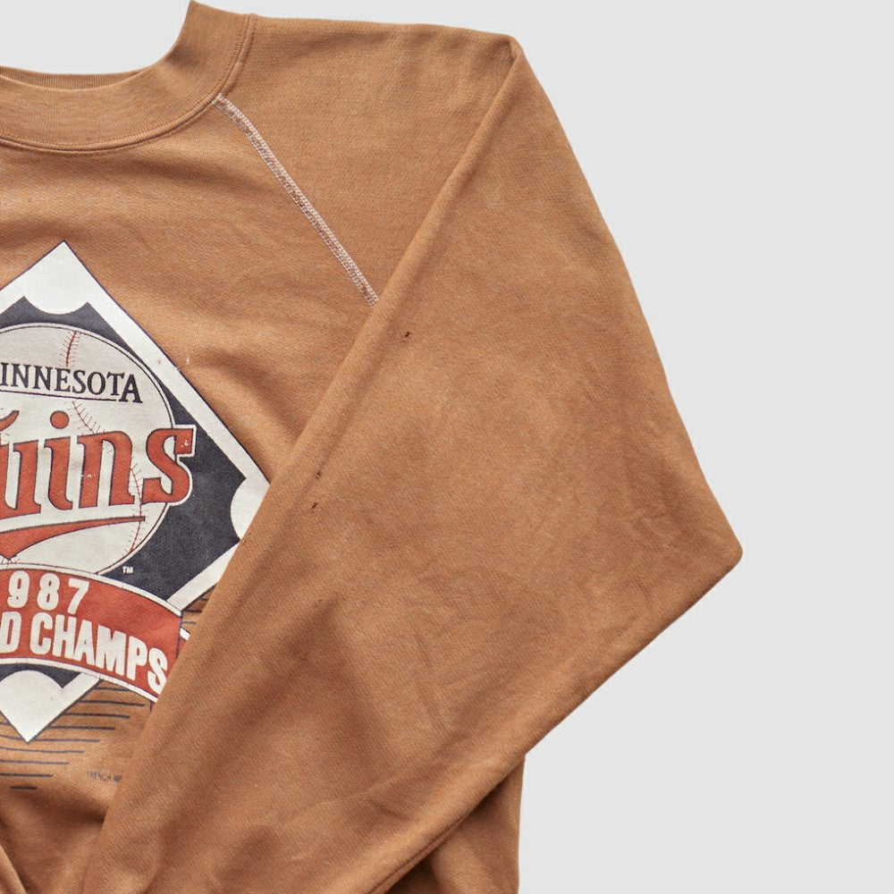 Minnesota Twins Trench 1987 Pullover Sweatshirt Tan Vintage