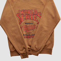 Minnesota Twins Fun Fleece 1987 Pullover Sweatshirt Brown Vintage