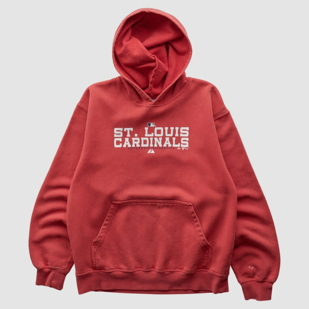 St. Louis Cardinals Majestic 2000s Hooded Pullover Sweatshirt Red Vintage