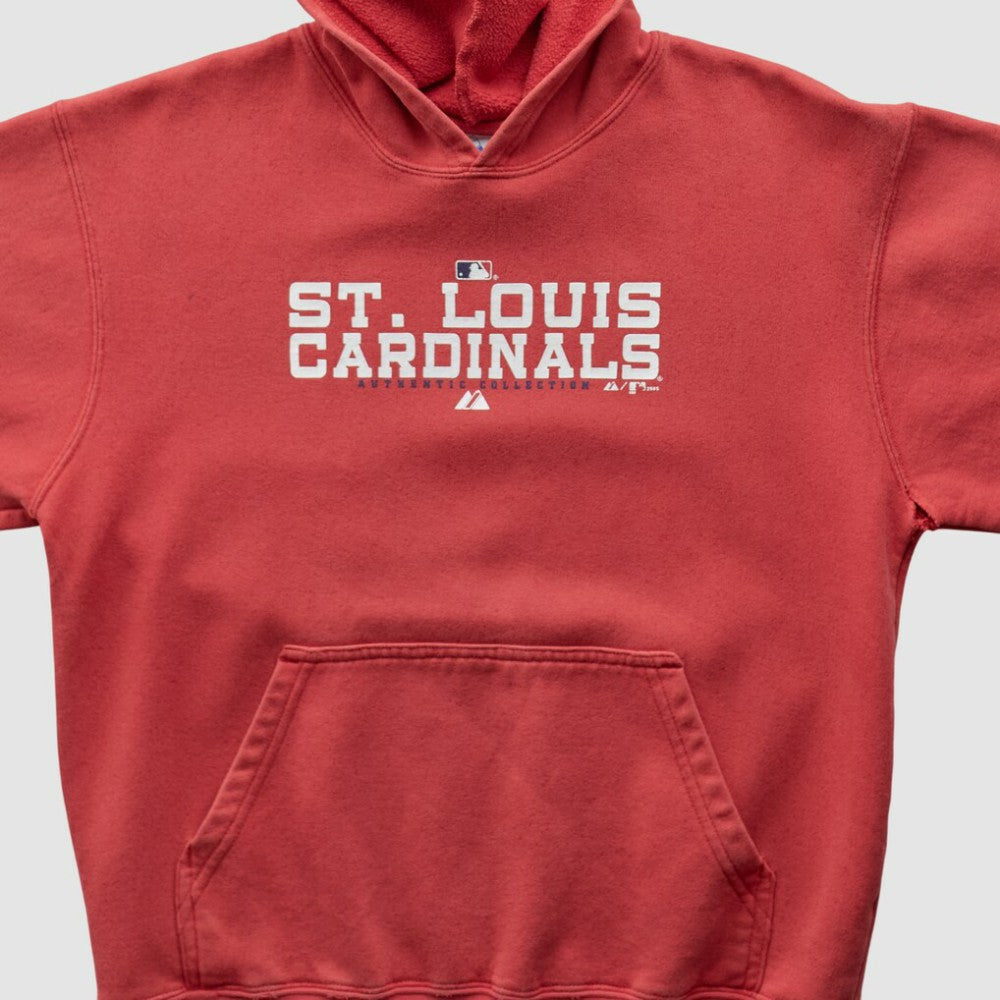 St. Louis Cardinals Majestic 2000s Hooded Pullover Sweatshirt Red Vintage