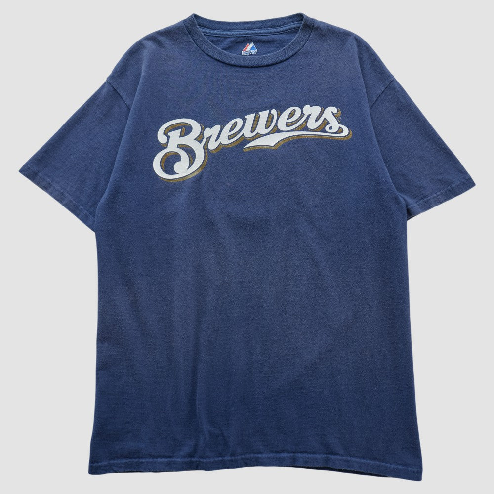 Milwaukee Brewers Majestic 2000s T-shirt Navy Vintage