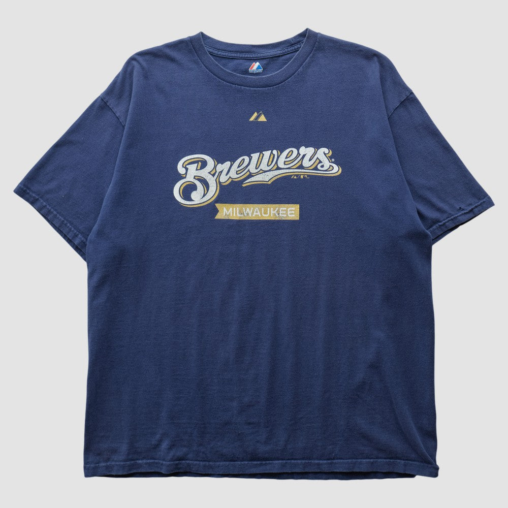 Milwaukee Brewers Majestic 2010 T-shirt Navy Vintage
