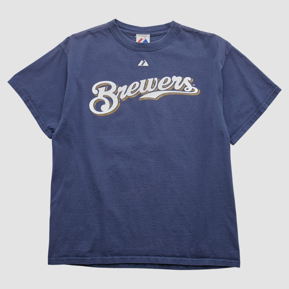 Milwaukee Brewers Majestic 2008 T-shirt Navy Vintage
