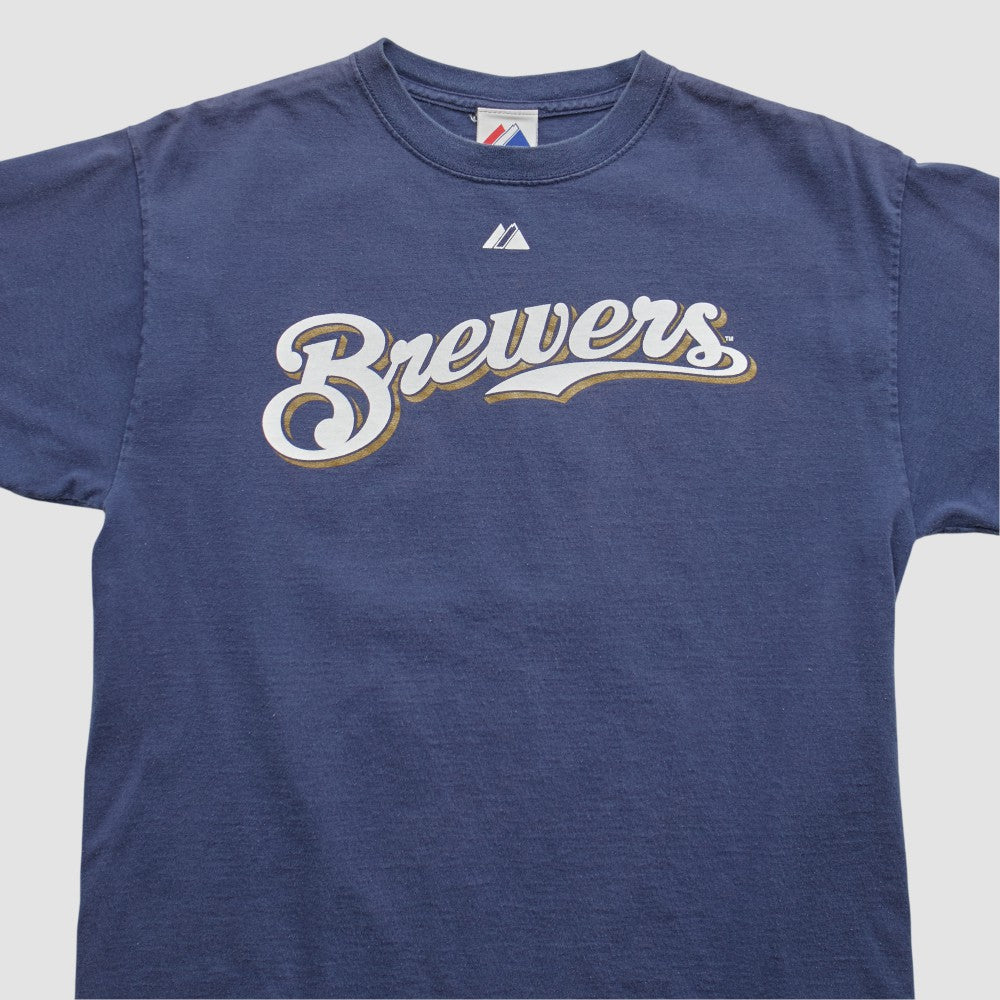 Milwaukee Brewers Majestic 2008 T-shirt Navy Vintage