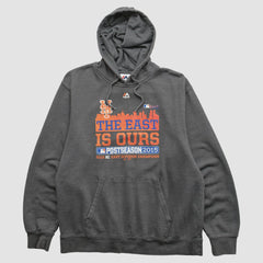 New York Mets Majestic 2015 Hooded Pullover Sweatshirt Dark Heather Gray Vintage