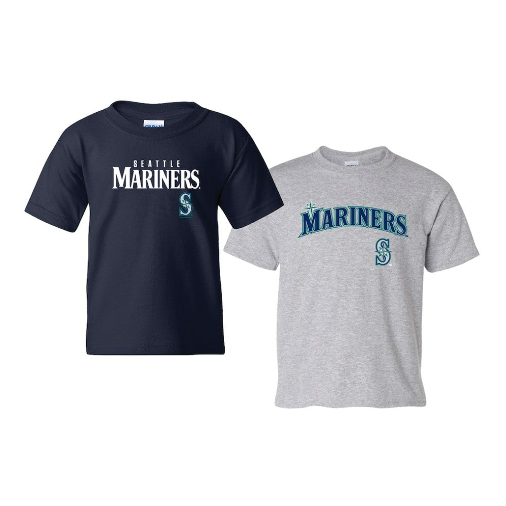 Seattle Mariners Soft as a Grape Youth 2-Pack Logo T-Shirt Set Navy/Gray