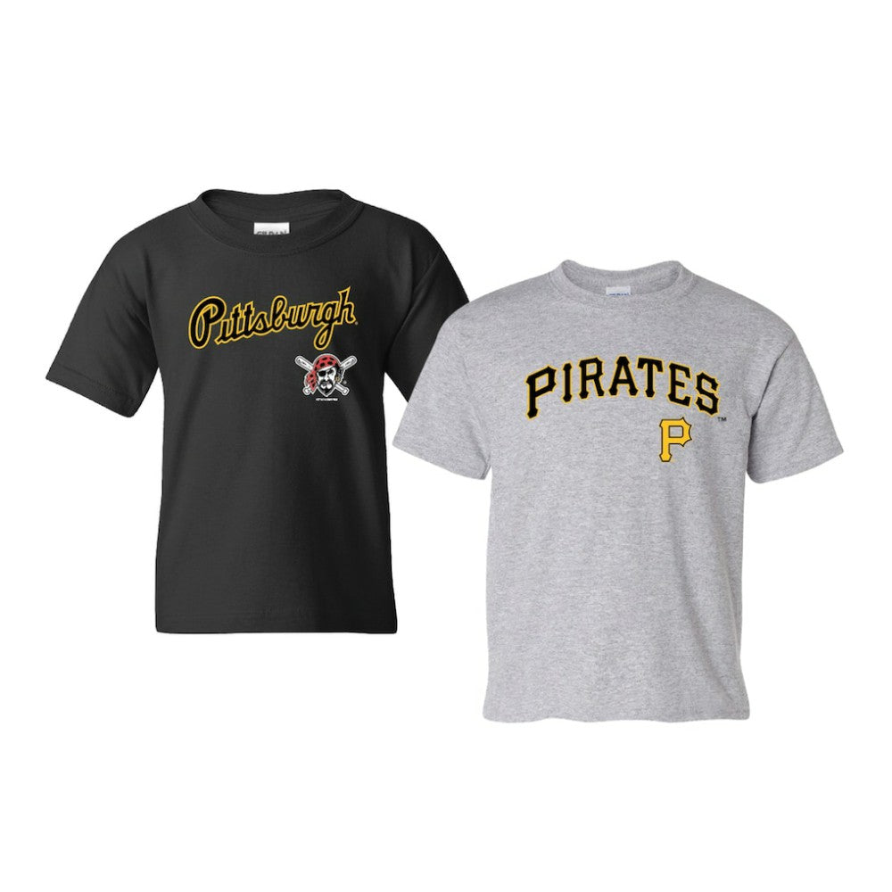 Pittsburgh Pirates Soft as a Grape Youth 2-Pack Logo T-Shirt Set Black/Gray