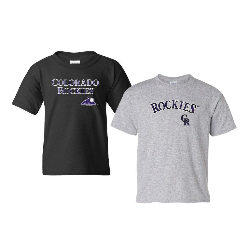 Colorado Rockies Soft as a Grape Youth 2-Pack Logo T-Shirt Set Black/Gray