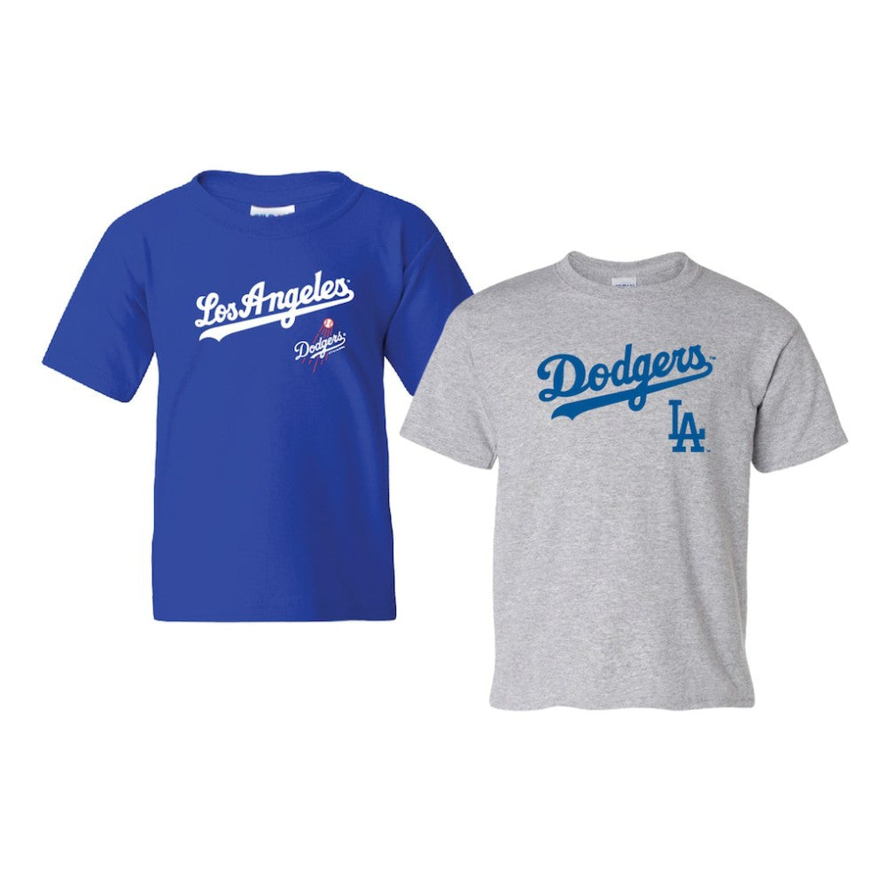 Los Angeles Dodgers Soft as a Grape Youth 2-Pack Logo T-Shirt Set Royal/Gray