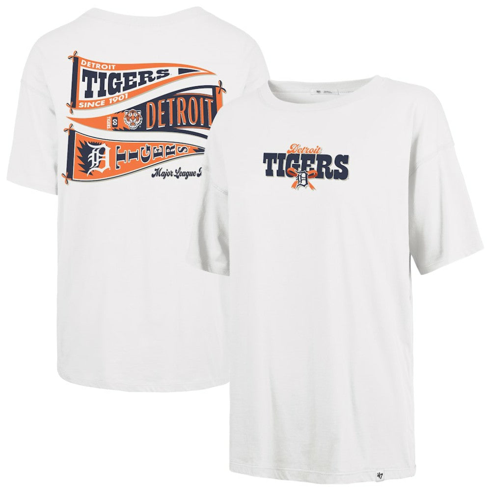 Detroit Tigers Women's Bow & Banner Sadie T-Shirt Sand | 47 brand