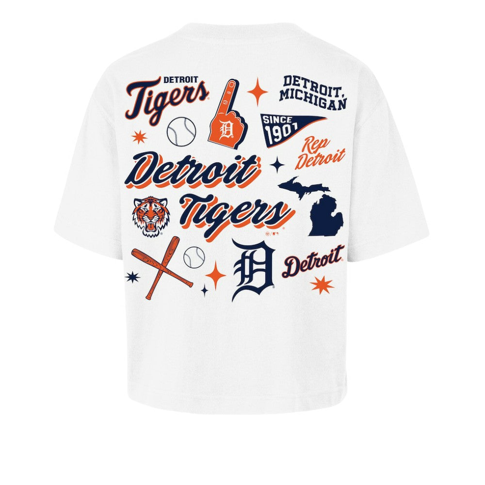 Detroit Tigers Women's Collage Script Reed City T-Shirt White | 47 brand