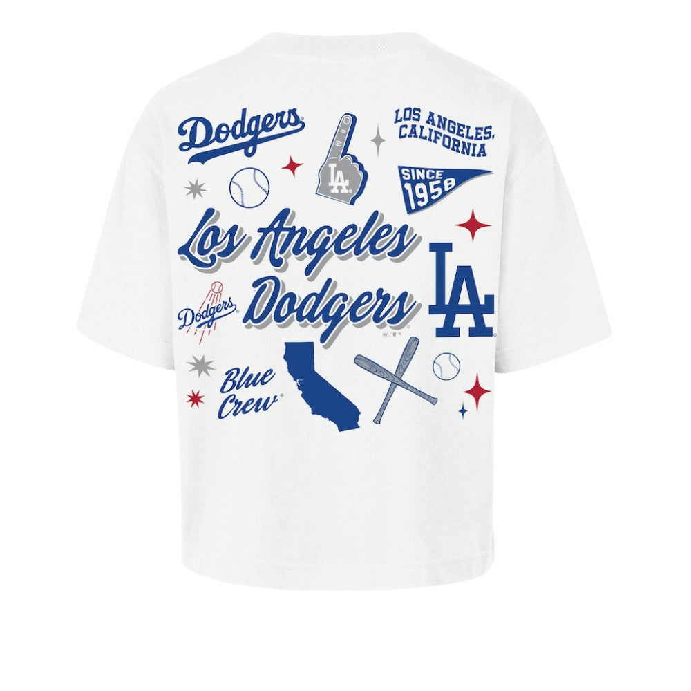 Los Angeles Dodgers Women's Collage Script Reed City T-Shirt White | 47 brand