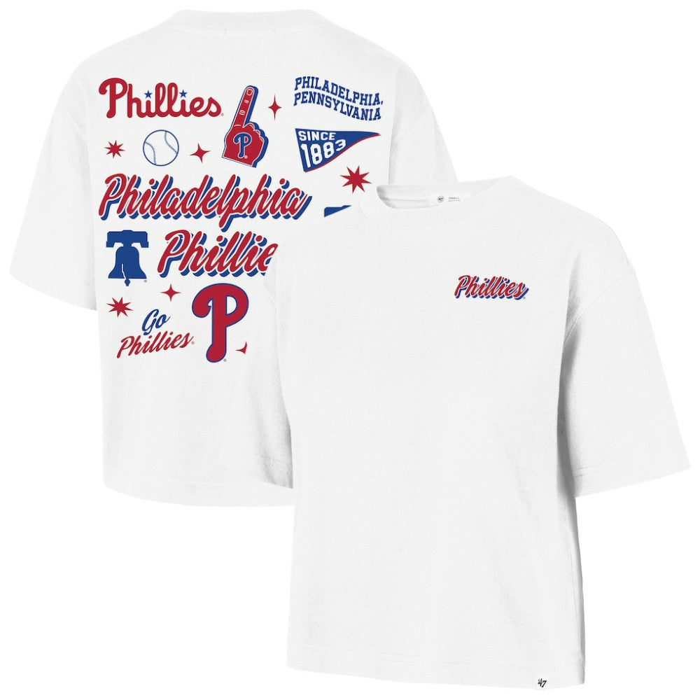 Philadelphia Phillies Women's Collage Script Reed City T-Shirt White | 47 brand