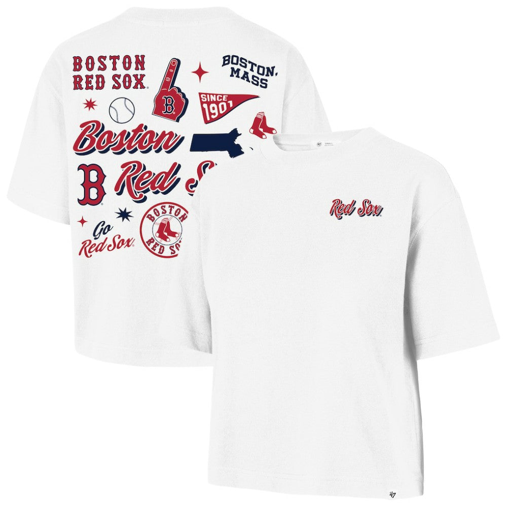 Boston Red Sox Women's Collage Script Reed City T-Shirt White | 47 brand
