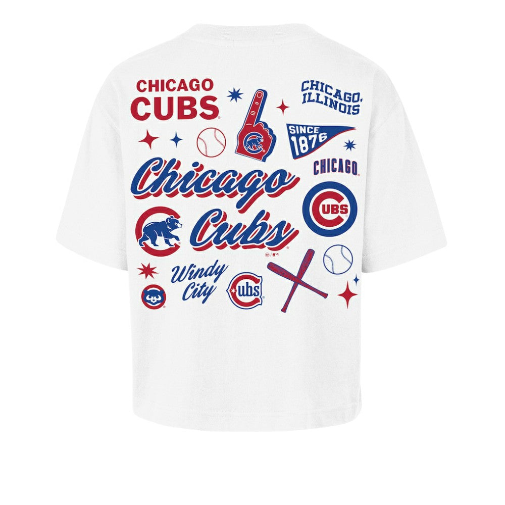 Chicago Cubs Women's Collage Script Reed City T-Shirt White | 47 brand