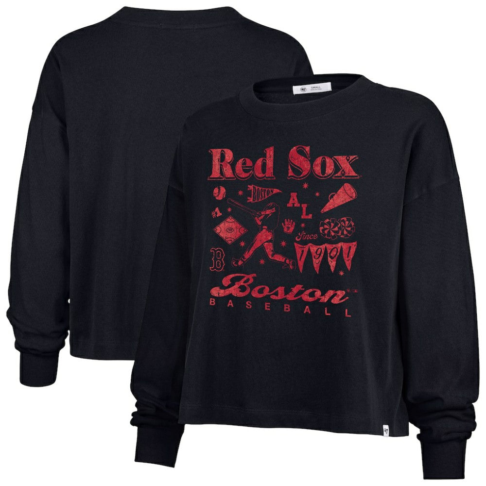 Boston Red Sox Women's Team Collage Sydney Long Sleeve T-Shirt Navy | 47 brand
