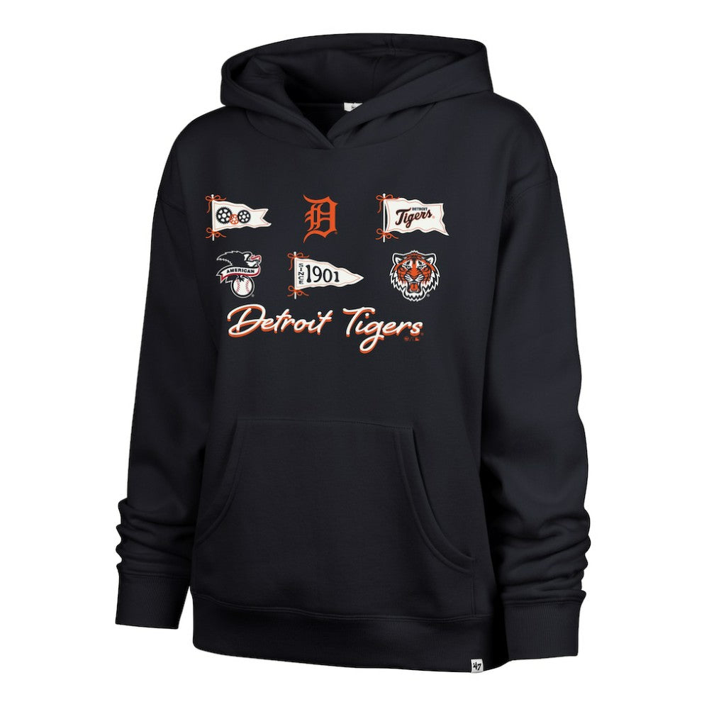 Detroit Tigers Women's Bow & Banners Naomi Hoodie Navy | 47 brand